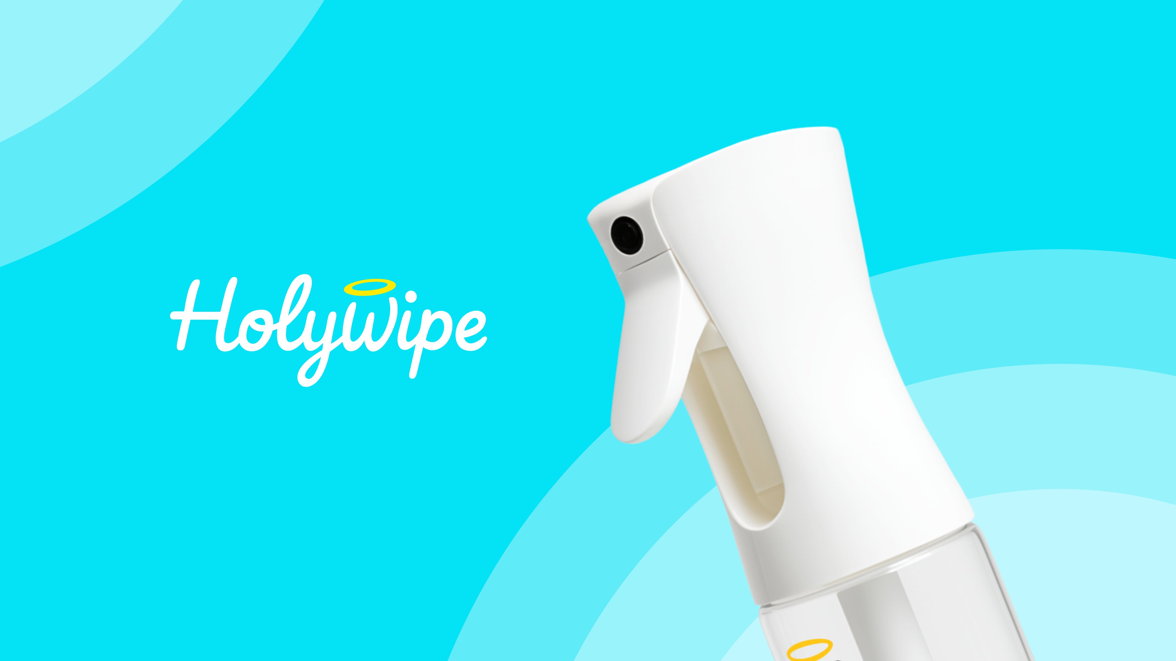 The word holywipe is next to a bottle of holywipe, on a blue background. This is the banner image for the website at the top.